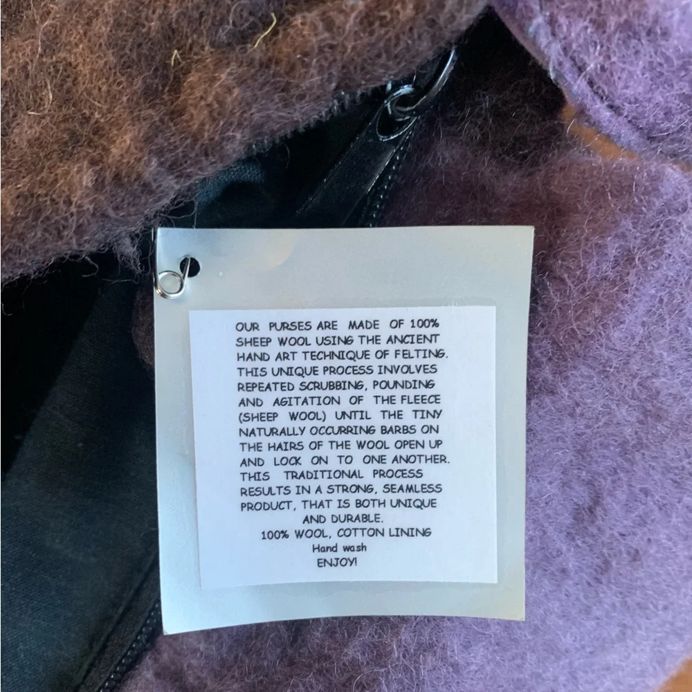 Artisan Felted Sheepswool Adorable Purse, 12 X 11.5”. - Picture 4 of 6